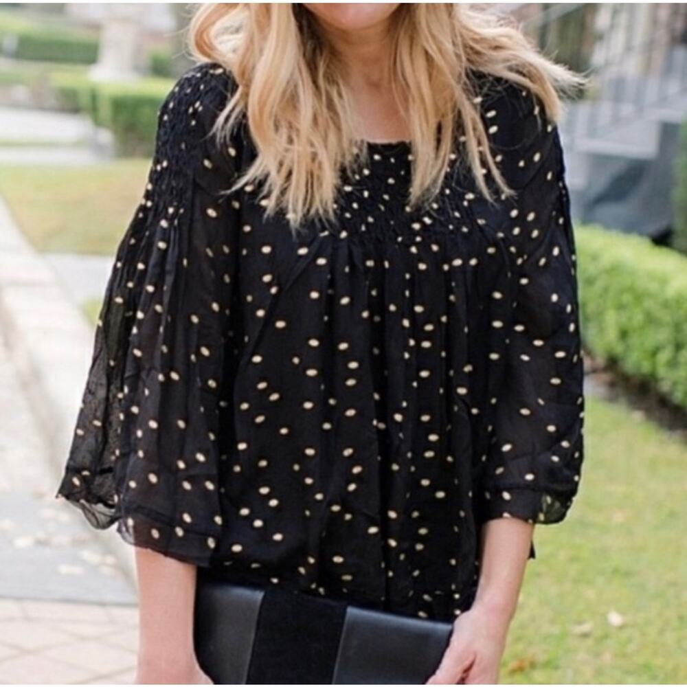 Anthropologie Floreat Everafter Polka Dot Blouse Size XS
